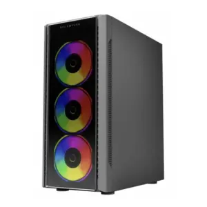 GABINETE GAMER MEDIA TORRE / DRAGONFLY II CRYSTAL GM745 / MAX MB ATX PANEL IZQ CRISTAL + FRENTE CRISTAL CON RANURA 1XUSB 3.0 + 4XFAN RGB / COLOR NEGRO