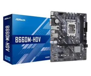 TARJETA MADRE ASROCK B660M HDV/ 14 13 12 VA GEN INTEL CORE (LGA1700) / DDR4 5066MHZ /HDMI, DISPLAYPORNT D.SUB/4 SATA3/1 HYPER M.2/1 ULTRA M.2/6 USB 3.2/5 USB 2.0
