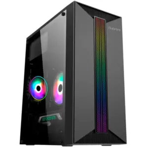 GABINETE MICRO TORRE QUARONI MICRO ATX / MINI ITX / 1USB 2.0 1USB 3.0 / RGB / PANEL ACRILICO / FUENTE 500 W / NEGRO