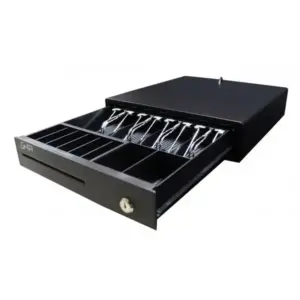 CAJON DE DINERO GHIA GCD481 / ACERO / 4 BILLETES / 8 MONEDAS / RJ11 / NEGRO