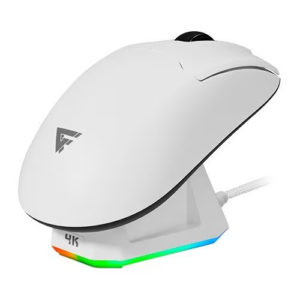 MOUSE GAME FACTOR MOW800 / WIRELESS 2.4G+BT / PIXART 3395 / 26,000 DPI / 4K HZ / RGB + BASE / ULTRALIGHT 56G / WHITE