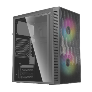 GABINETE ACTECK FUJI GC470 / MINI TORRE / MICRO ATX / MINI ITX / FUENTE 500W / VENTILADOR RGB / PANEL ACRILICO / METAL / NEGRO / AC-935838