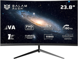 MONITOR GAMER CURVO / BALAM RUSH / ANDROMEDA MAG24Y / LED 23.8" / 1920X1080 / FHD / G SYNC / FREESYNC / 180HZ / HDMI / DISPLAYPORT / NEGRO / BR-943031